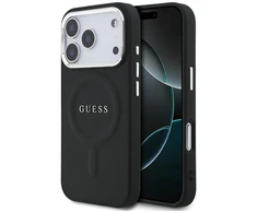 Guess PU Saffiano MagSafe dėklas skirtas Apple iPhone 17 Pro juodos spalvos