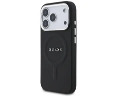 Guess PU Saffiano MagSafe dėklas skirtas Apple iPhone 17 Pro juodos spalvos