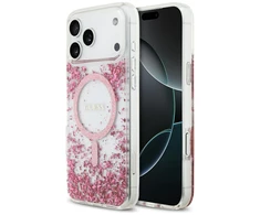Guess Resin Bottom Glitter MagSafe dėklas skirtas Apple iPhone 17 Pro Max rožinės spalvos