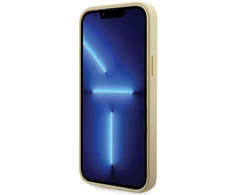 Apple iPhone 14 Guess dėklas Rhinestone Triangle (GUHCP14SHDGTPD) aukso spalvos
