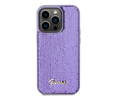 Apple iPhone 14 Pro Guess dėklas Sequin Script Metal (GUHCP14LPSFDGSU) violetinės spalvos