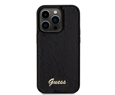 Apple iPhone 14 Pro Max Guess dėklas Sequin Script Metal (GUHCP14XPSFDGSK) juodos spalvos