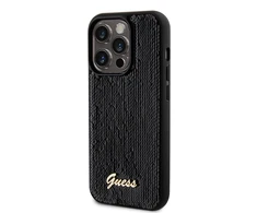 Apple iPhone 14 Pro Guess dėklas Sequin Script Metal (GUHCP14LPSFDGSK) juodos spalvos