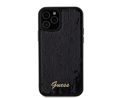 Apple iPhone 12 / 12 Pro Guess dėklas Sequin Script Metal (GUHCP12MPSFDGSK) juodos spalvos