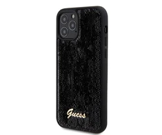 Apple iPhone 12 / 12 Pro Guess dėklas Sequin Script Metal (GUHCP12MPSFDGSK) juodos spalvos
