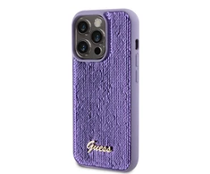 Apple iPhone 14 Pro Guess dėklas Sequin Script Metal (GUHCP14LPSFDGSU) violetinės spalvos