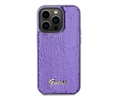 Apple iPhone 14 Pro Max Guess dėklas Sequin Script Metal (GUHCP14XPSFDGSU) violetinės spalvos