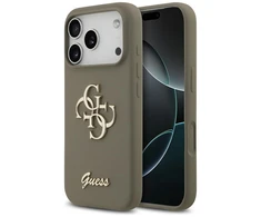 Guess Silicone Big 4G Script dėklas skirtas Apple iPhone 17 Pro Max rudos spalvos