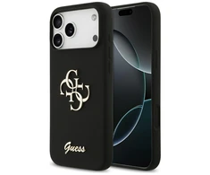 Guess Silicone Big 4G Script dėklas skirtas Apple iPhone 17 Pro Max juodos spalvos