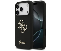 Guess Silicone Big 4G Script dėklas skirtas Apple iPhone 17 Pro juodos spalvos
