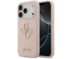 Guess Silicone Big 4G Script dėklas skirtas Apple iPhone 17 Pro rožinės spalvos