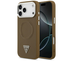 GUESS dėklas, skirtas IPHONE 17 Pro, suderinamas su MagSafe GUHMP17LPSDTSCMW (PU su trikampio logotipu), rudas