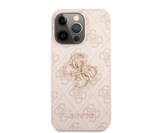 GUHCP13X4GMGPI Guess PU 4G metalinis logotipo dėklas, skirtas iPhone 13 Pro Max Rožinė
