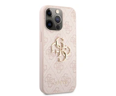GUHCP13X4GMGPI Guess PU 4G metalinis logotipo dėklas, skirtas iPhone 13 Pro Max Rožinė
