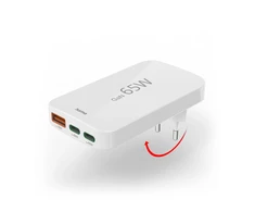 Hama 65W GaN, 2X USB-C, 1X USB-A, balta