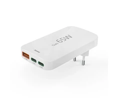 Hama 65W GaN, 2X USB-C, 1X USB-A, balta