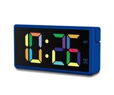 Hama Ibiza Digitālais Modinātājs Ar Multikoloru LCD Displeju USB Lādēšana Zils