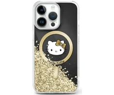 Hello Kitty HKHMP16SLGDIK Apple iPhone 16 6.1″ juodos spalvos auksinis kietas dėklas Liquid Glitter Fever MagSa
