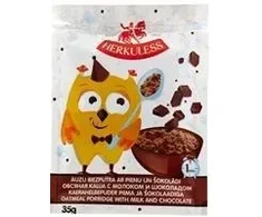 Herkuless ā/p auzu pārslu biezputra ar pienu un šokolādes gabaliņiem, 35g