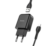 Telefono įkroviklis Hoco USB A 2A 10W + laidas USB A į Lightning N2 juodas