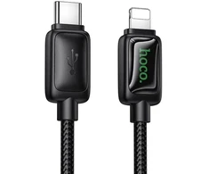 Laidas su LCD ekranu USB C - Lightning Hoco PD 30W 1,2 m U146 juodas