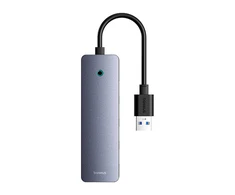 4in1 šakotuvas „Baseus UltraJoy Lite“, 15 cm, USB-A į 4x USB 3.0 + USB-C 5V (rutulinis)