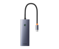 Hub 5in1 Baseus UltraJoy 5-Port (3xUSB3.0+RJ45+PD) pilka