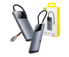 Hub 6in1 Baseus Metal Gleam 2 Series USB-C – 2xUSB 3.0 +USB-C + HDMI + USB-C PD + Ethernet RJ45