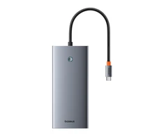13in1 šakotuvas Baseus PortalJoy USB-C priedas HDMI+DP+VGA+C+USB+PD+RJ45+SD/TF+3.5 mm (pilkas)