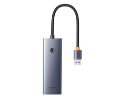 Hub Baseus UltraJoy Series Lite 4 prievadų (USB į USB 3.0*4+Type-C 5V) (pilka)