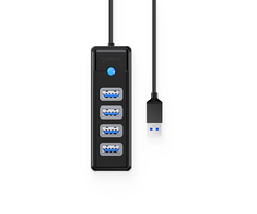 Hub Orico PW4U-U3 USB-A / 4x USB-A 3.0 – juodos spalvos