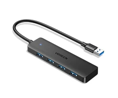HUB Ugreen CM219 35574 with 4 USB-A 3.0 jungtys and USB-A 3.0 kabelis 1m - juodos spalvos