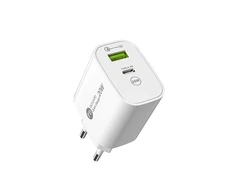 Hurtel A6MaxL 20W USB-A USB-C laidinis įkroviklis su 1m USB-C – Lightning kabelis – baltos spalvos