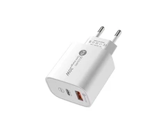 Hurtel A6MaxL 20W USB-A USB-C laidinis įkroviklis su USB-C – USB-C 1m kabelis – baltos spalvos