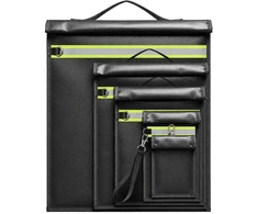 Hurtel Set of 5 Fireproof RFID Blocking Bags OTN-5R with Handle and Reflector - Juodas