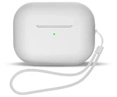 Hurtel silikoninis dėklas AirPods 1 / AirPods 2 + wrist strap lanyard – baltos spalvos
