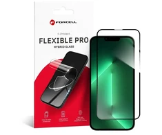 Hybrid glass to iPhone 13 / 13 PRO / 14 / 16e / 17e (SE 4 2025) Forcell Flexible 5D juodas