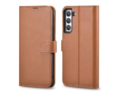 Dėklas iCarer Haitang Odinė piniginė Odinė Samsung Galaxy S22 + (S22 Plus) Piniginės Korpusas Rudas (AKSM05BN)