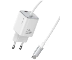 Laidinis įkroviklis USAMS JC Series CC261 20W GaN Mini Fast Charger 2xUSB-C baltos spalvos