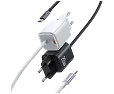 Laidinis įkroviklis USAMS JC Series CC261 20W GaN Mini Fast Charger 2xUSB-C baltos spalvos