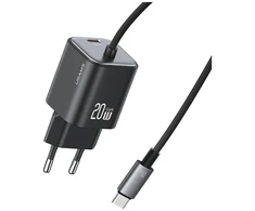Laidinis įkroviklis USAMS JC Series CC261 20W GaN Mini Fast Charger 2xUSB-C juodos spalvos