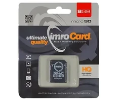 Imro atminties kortelė 8GB Micro SDHC kl. 10+ adapteris