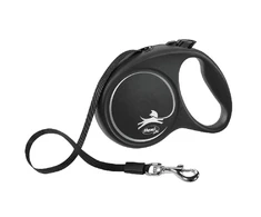Flexi Black Design M pavadėlis šunims iki 25kg juostinis 5m juodos spalvos