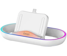 iPega P5P02 įkroviklio dokas su RGB, skirtas Playstation Portal nuotolinio grotuvo baltos spalvos