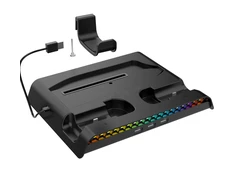 iPega P5S006 daugiafunkcis įkrovimo RGB stovas su aušinimu, skirtas PS5 Slim Juodas