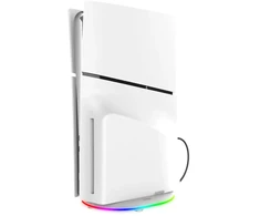 iPega P5S035SA vertikalus stovas (2xUSB-A) su RGB, skirtas PS5 Slim / PS5 Pro Baltas