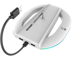 iPega P5S035SA vertikalus stovas (2xUSB-A) su RGB, skirtas PS5 Slim / PS5 Pro Baltas