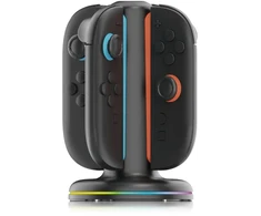 „iPega SW2052“ įkroviklio stotelė su RGB šviesa, skirta „JoyCon“ valdikliams, „Nintendo Switch 2“, juoda