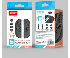 „iPega SW2083A“ silikoniniai „JoyCon“ valdiklių dangteliai, skirti „Nintendo Switch 2“ ir juodi