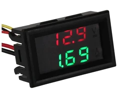 Joy It Voltmetras + ampermetras LED panelinis darbinė įtampa 3.5V-30V, matuojama įtampa 0-99.9V, srovė 0-9.99A